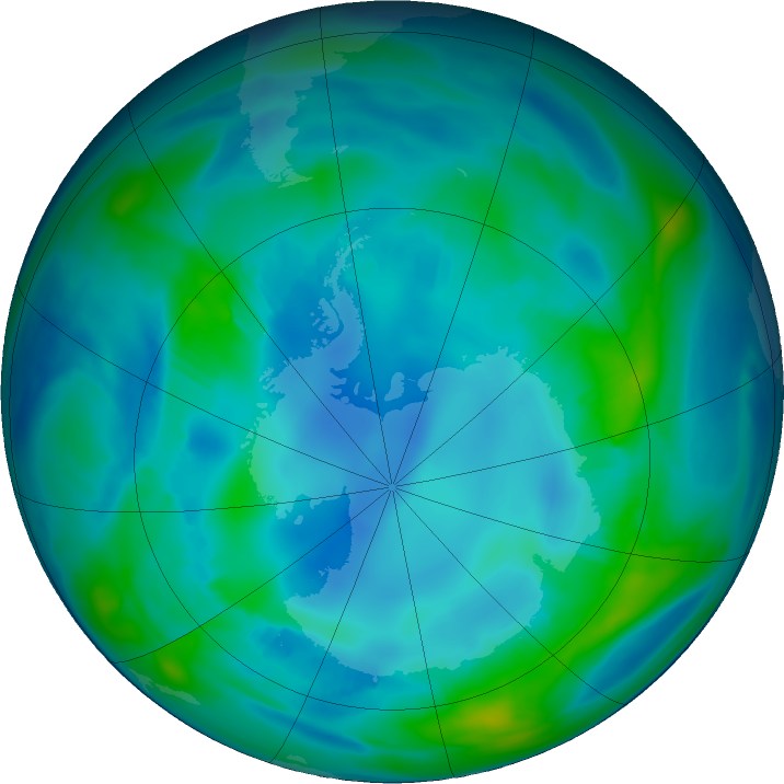 Antarctic ozone map for 04 May 2017